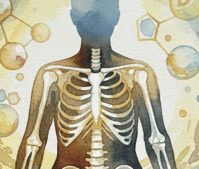 La deficiencia de vitamina D reduce la absorción intestinal de calcio, lo que genera hiperparatiroidismo secundario, pérdida ósea y un mayor riesgo de fracturas, especialmente en adultos mayores